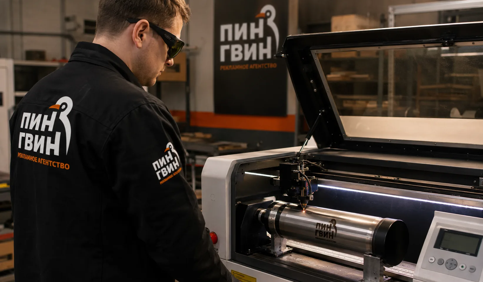 Лазерная гравировка логотипа на изделии